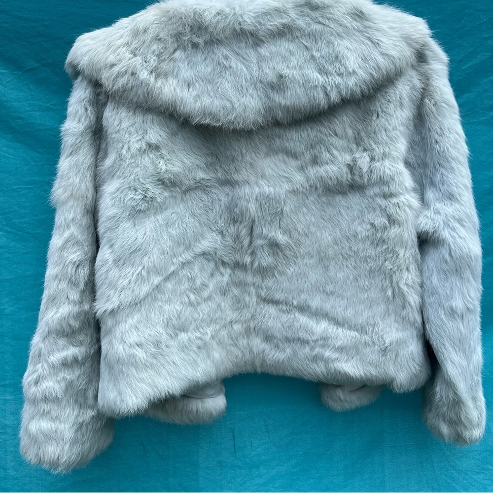 Bebe Real Rabbit Fur Blue Jacket - Picture 3 of 10